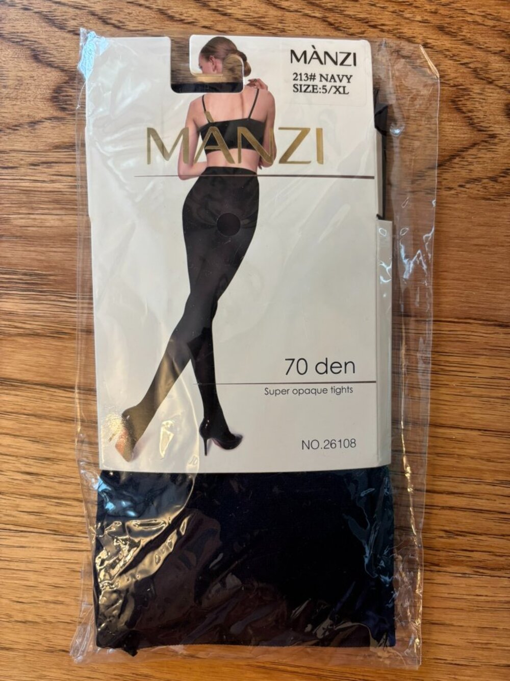 NWT MANZI 70 DEN SUPER OPAQUE MICROFIBER TIGHTS in NAVY SIZE 5/XL COTTON GUSSET